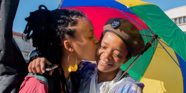 The Namibian Lesbians, Gay, Bisexual and Transexual (LGBT) community pride Parade in the streets of the Namibian Capitol on July 29, 2017 in Windhoek.
