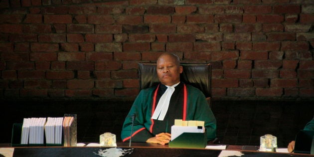 JOHANNESBURG, SOUTH AFRICA MAY 8(SOUTH AFRICA OUT): Chief Justice Mogoeng Mogoeng presides at the Constitutional Court in Johannesburg, South Africa on May 8, 2012 where a hearing was held on President Jacob Zumas appointment of controversial prosecuting authority head Menzi Simelane. (Photo by Busisiwe Mbatha/Sowetan/Gallo Images/Getty Images)