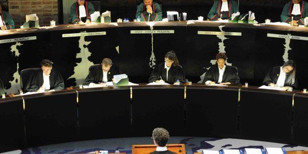 The Constitutional Court panel during the hearing of Black Sashï¿½s application regarding the payment of social grants.