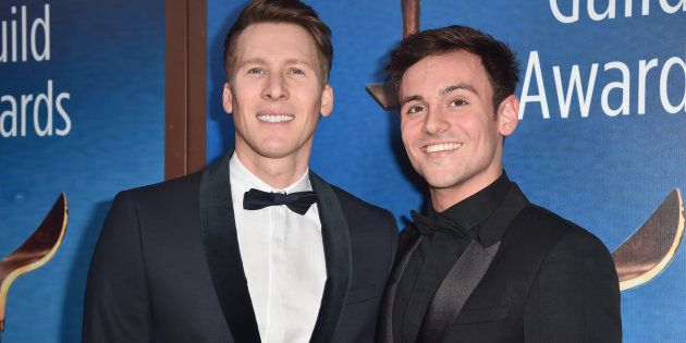 Dustin Black and Tom Daley in February 2018.