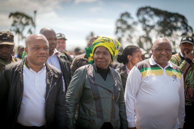 Nkosazana Dlamini-Zuma accompanied by KwaZulu-Natal powerbroker Sihle Zikalala (left) at a campaign stop earlier.