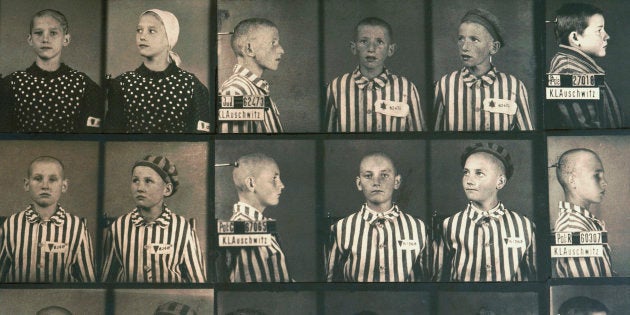 Photographs of Polish and German children murdered by the Nazis in the Auschwitz concentration camp museum, Poland.