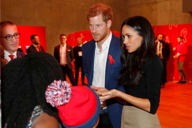 Prince Harry and Meghan Markle visit the Terrence Higgins Trust World AIDS Day charity fair at Nottingham Contemporary on Dec. 1.