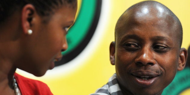 Khusela Sangoni speaks with Andile Lungisa at Luthuli House in Johannesburg, in May 2012.