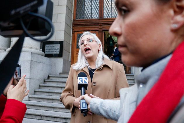 DA's deputy chair of federal council Natasha Mazzone addresses the media after the judgment on Patricia de Lille's DA membership case at the Western Cape High Court on June 27 2018 in Cape Town.