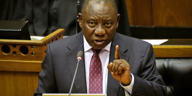 South African President Cyril Ramaphosa in Parliament.