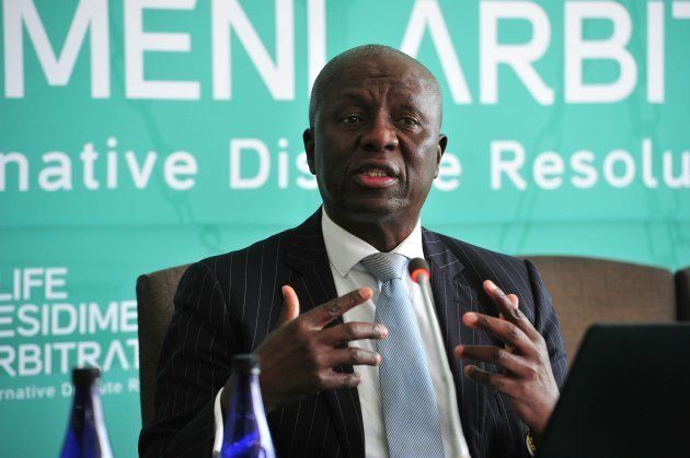 JOHANNESBURG, SOUTH AFRICA OCTOBER 09: (SOUTH AFRICA OUT): Former Deputy Chief Justice Dikgang Moseneke during the Life Esidimeni arbitration hearing at Emoyeni Conference Centre, Parktown on October 09, 2017 in Johannesburg, South Africa. According to Health Ombudsman, Professor Malegapuru Makgobas testimony, the body count in the Life Esidimeni tragedy has been confirmed to 118. (Photo by Veli Nhlapo/Sowetan/Gallo Images/Getty Images)