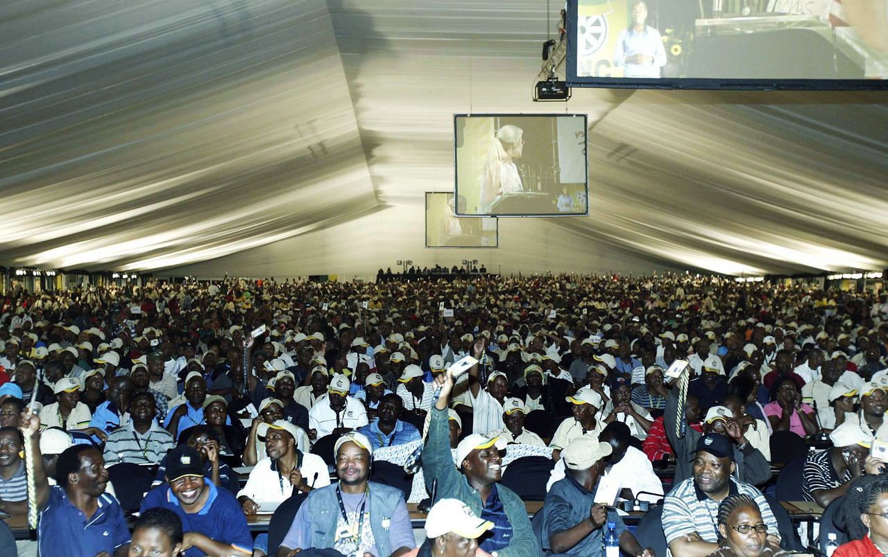 The marquee tent that served as the plenary hall during the ANC's national conference at Polokwane in 2007. This image was taken moments before the results of the leadership contest was announced.