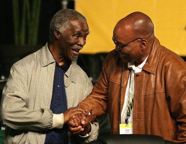 Then President Thabo Mbeki congratulates Jacob Zuma on the evening of 18 December 2007 after Zuma beat Mbeki in the race for the ANC's leadership.