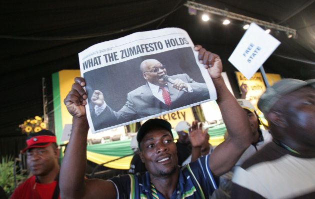 The marquee tent where plenary meetings were held at Polokwane was filled with Zuma supporting delegates holding up City Press of Sunday, 17 December 2007.