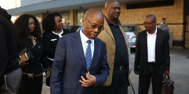 Former transport minister Sibusiso S'bu Ndebele outside the Commercial Crimes Court after appearing on corruption charges on July 20, 2016 in Pretoria, South Africa. Nbelele allegedly accepted a bribe for an illegal extension of a contract. The case was sent to High Court.