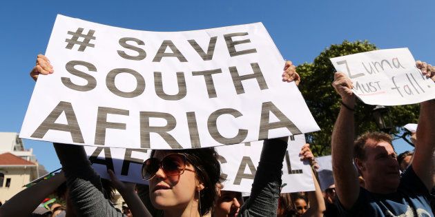 Demonstrators take part in a protest calling for the removal of South Africa's President Jacob Zuma in Cape Town, South Africa April 7, 2017.