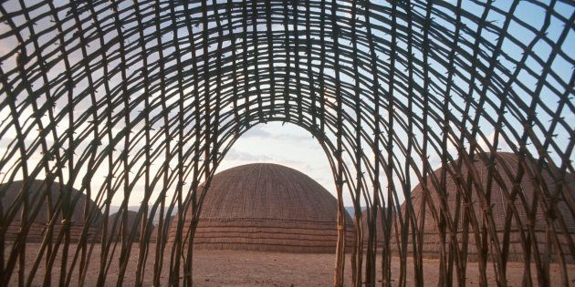 The Nguni construct beehive houses, a circular structure out of long poles, which is covered with grass.