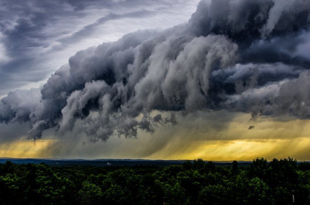 shelf clouds rolling in advance of storm