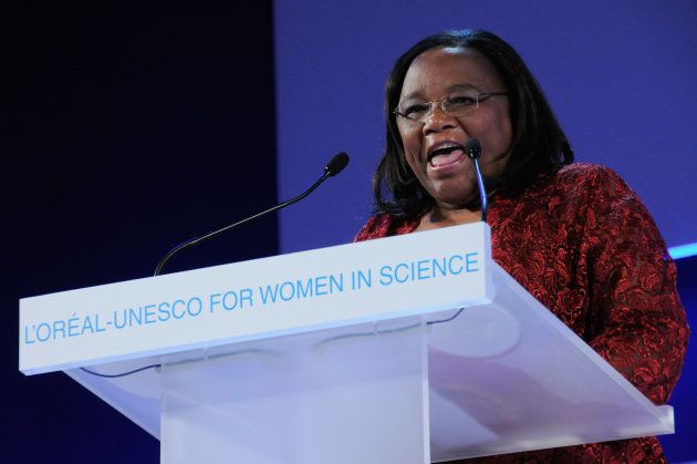 Professor Tebello Nyokong from Africa gives a speech as she receives the UNESCO and L'Oreal Award for Women and Science on March 5, 2009 in Paris, France.