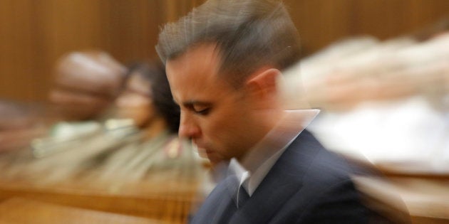 Former Paralympian Oscar Pistorius appears for sentencing for the murder of Reeva Steenkamp at the Pretoria High Court, South Africa June 14, 2016.