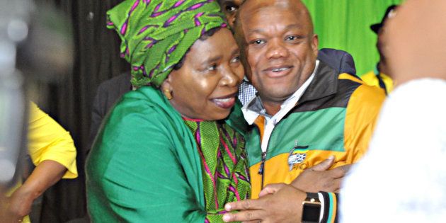 ANC presidential hopeful Nkosazana Dlamini-Zuma and Sihle Zikalala at the ANC KwaZulu-Natal provincial general council on December 05, 2017 in Durban.