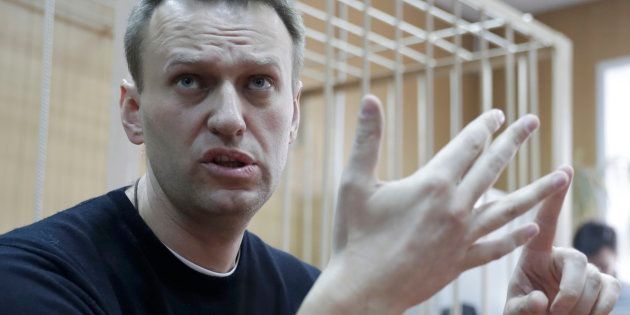 Russian opposition leader Alexei Navalny attends a hearing after being detained at the protest against corruption and demanding the resignation of Prime Minister Dmitry Medvedev, at the Tverskoi court in Moscow, Russia March 27, 2017.