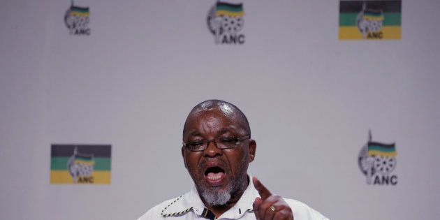 African National Congress (ANC) Secretary General Gwede Mantashe gestures during a media briefing in Johannesburg, after South African President Jacob Zuma addressed the nation in response to this week's Constitutional Court judgment on security upgrades to his private Nkandla residence, April 1, 2016.