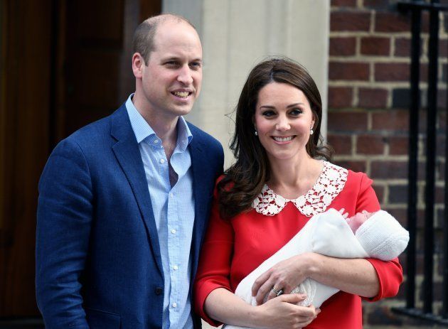 The Duke and Duchess of Cambridge leave St Mary's Hospital with newborn Prince Louis on April 23 2018.