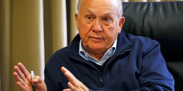South African magnate Christo Wiese, whose companies include Steinhoff and investment heavyweight Brait, gestures during an interview in Cape Town, South Africa, September 27, 2016.