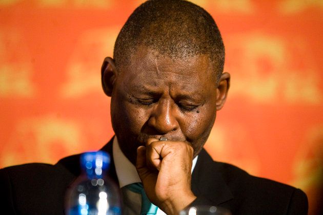 NPA acting national director Mokotedi Mpshe announces the decision to drop corruption charges against African National Congress leader Jacob Zuma at the NPA's headquarter on April 6, 2009 in Pretoria, South Africa.