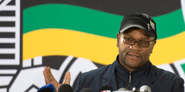 Nathi Mthethwa addresses the media during the African National Congress' (ANC's) 5th national policy conference at the Nasrec Expo Centre on July 03, 2017, in Johannesburg.