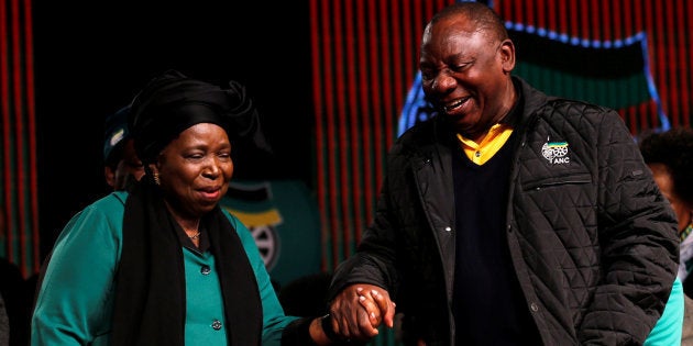 Former AU Commission chairperson Nkosazana Dlamini-Zuma chats with Deputy President Cyril Ramaphosa.