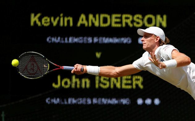 Anderson in action during his semi-final match against John Isner.