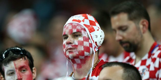 MOSCOW, RUSSIA - JULY 11: fans Croatia looks on during the 2018 FIFA World Cup Russia Semi Final match between England and Croatia at Luzhniki Stadium on July 11, 2018 in Moscow, Russia. (Photo by Amin Mohammad Jamali/Getty Images)