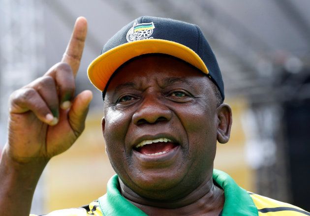 Deputy President Cyril Ramaphosa gestures at an election rally of the ANC in Port Elizabeth.
