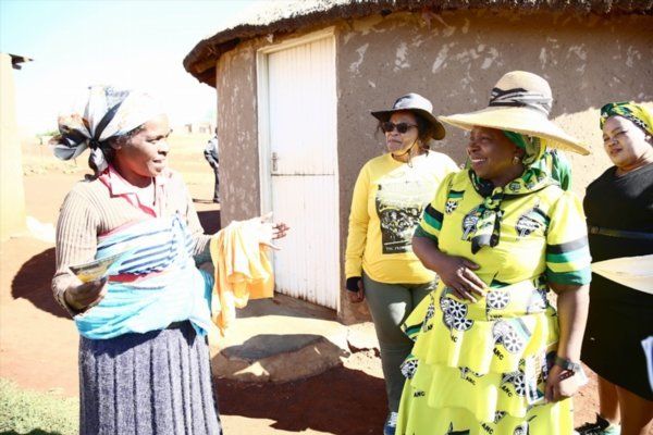 Dlamini-Zuma visits residents of Nquthu, KwaZulu-Natal, during the ANC's door-to-door bi-election campaign on May 17.