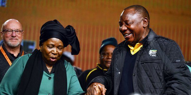 Cyril Ramaphosa and Nkosazana Dlamini-Zuma share a light moment during the ANC’s national policy conference held early July at the Nasrec Expo Centre.