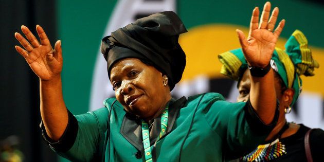Nkosazana Dlamini-Zuma, former minister and chairwoman of the African Union Commission, arrives for the 54th national conference of the governing African National Congress (ANC) at the Nasrec Expo Centre in Johannesburg.