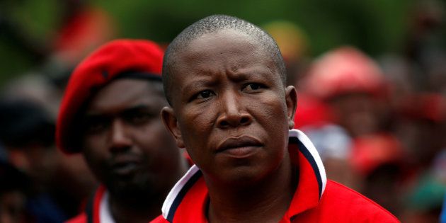 Economic Freedom Fighters (EFF) party leader Julius Malema arrives with supporters for a demonstration in Pretoria, South Africa, November 2, 2016. Picture taken November 2, 2016.