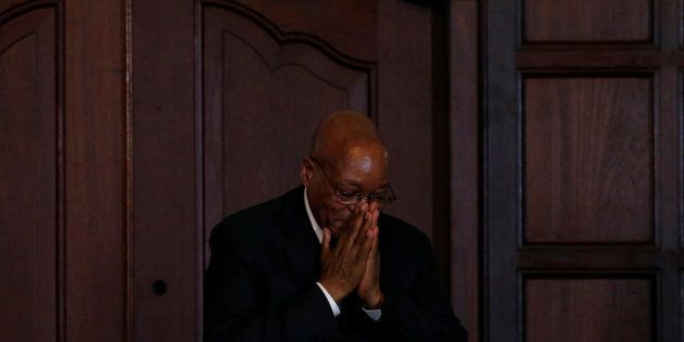 South Africa's president Jacob Zuma gestures during the swearing in of cabinet ministers following a reshuffle that replaced Pravin Gordhan as finance minister with Gigaba along with various other ministers and their deputies in Pretoria, South Africa, March 31,2017.