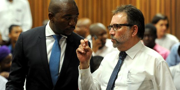 DA James Selfe and Mmusi Maimane at the Pretoria High Court during the State Capture report case on November 01, 2016 in Pretoria, South Africa.