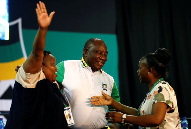 Newly elected president of the ANC Cyril Ramaphosa is congratulated after his election during the 54th National Conference of the ruling African National Congress (ANC) at the Nasrec Expo Centre in Johannesburg, South Africa December 18, 2017. REUTERS/Siphiwe Sibeko