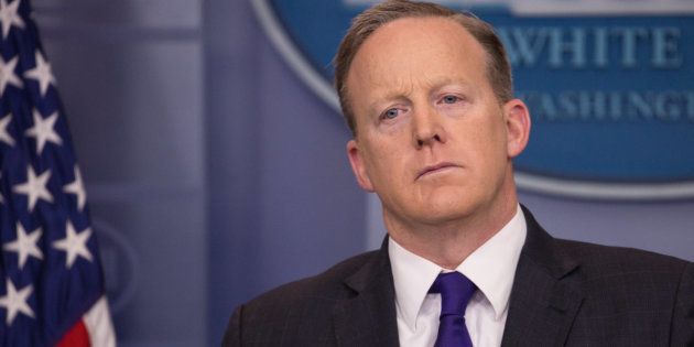 White House Press Secretary Sean Spicer participates in a daily press briefing at the James Brady Press Briefing Room of the White House March 30, 2017 in Washington, DC.
