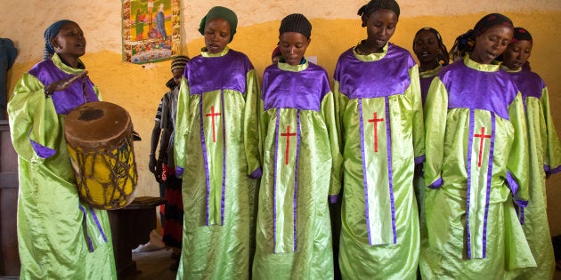 Borana women during sunday church service, Oromia, Yabelo, Ethiopia on March 5, 2017 in Yabelo, Ethiopia.