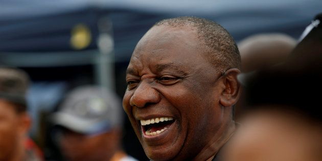 President of the African National Congress (ANC) Cyril Ramaphosa reacts during a tour of the Nasrec Expo Centre, where the 54th National Conference of the ruling party took place in Johannesburg.