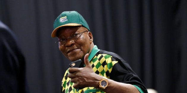 President Jacob Zuma gestures during the 54th National Conference of the ruling African National Congress (ANC) at the Nasrec Expo Centre in Johannesburg, South Africa December 17, 2017.