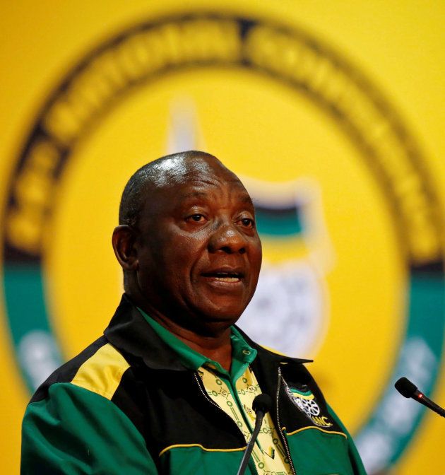 Newly elected president of the African National Congress (ANC) Cyril Ramaphosa speaks at the end of the 54th National Conference of the ruling ANC at the Nasrec Expo Centre in Johannesburg, South Africa, December 20, 2017.