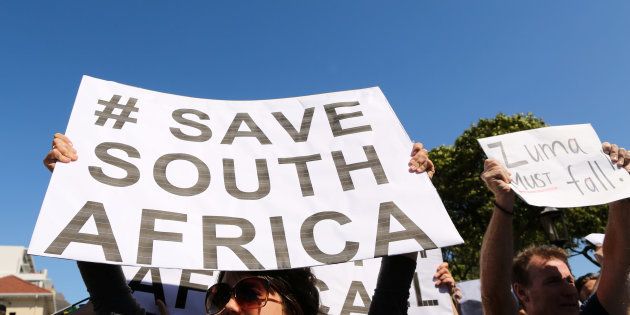 Demonstrators take part in a protest calling for the removal of South Africa's President Jacob Zuma in Cape Town, South Africa April 7, 2017.