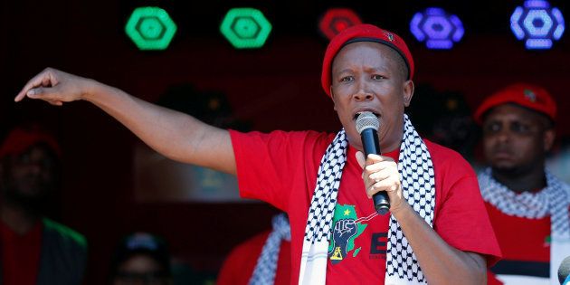 EFF leader Julius Malema addresses his supporters outside the Israeli embassy in Pretoria; November 2, 2017.