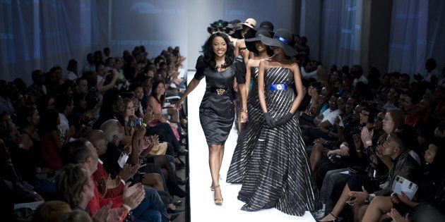 Uyanda Mbuli presenting Diamond Face Couture at the South African fashion week in, 2010.