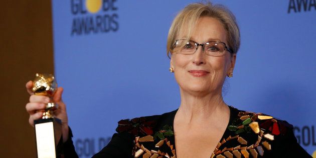 Meryl Streep holds the Cecil B. DeMille Award during the 74th Annual Golden Globe Awards in Beverly Hills, California, U.S., January 8, 2017. REUTERS/Mario Anzuoni