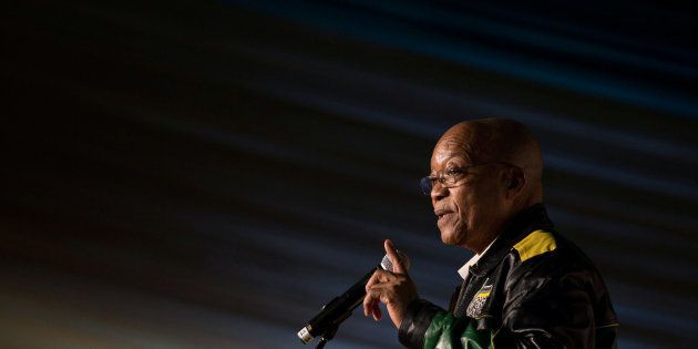 President Jacob Zuma addresses crowds gathered to celebrate his 75th birthday.