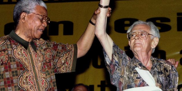 Former president Nelson Mandela and Joe Slovo.