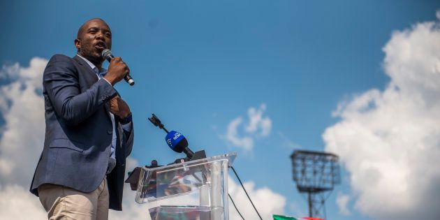 PRETORIA, SOUTH AFRICA â APRIL 27: Leader of the Democratic Alliance, Mmusi Maimane, during Freedom movement rally in Pretoria. He delivered the keynote address. Opposition parties, religious leaders and civil society came together to protest against President Jacob Zuma at The Caledonian Stadium, Tshwane on Freedom Day. This day commemorates the country's first post-apartheid elections held in 1994. This year signals 23 years of South Africa's democracy. (Photo by Gallo Images / Alet Pretorius)